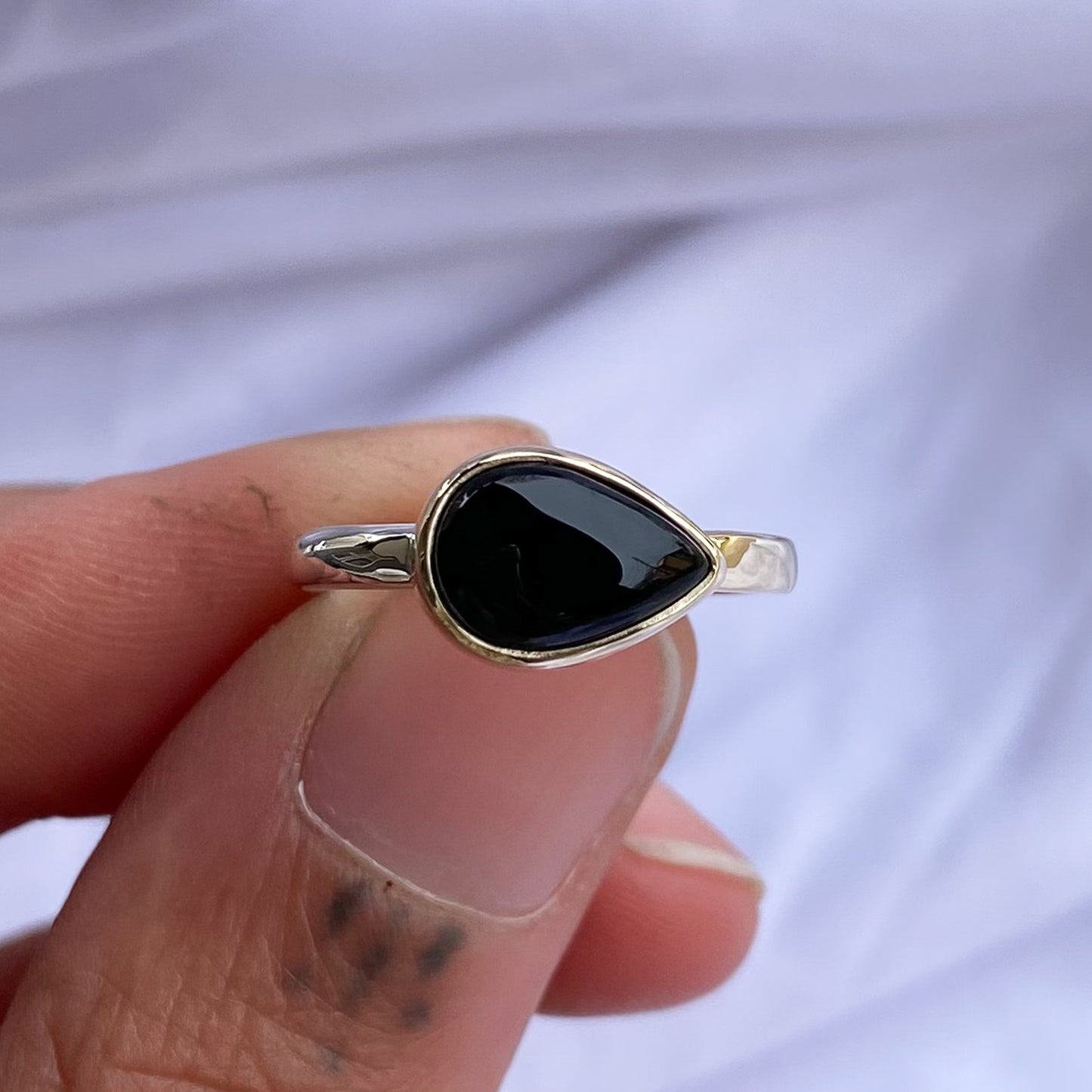 Mixed Metal Onyx Ring