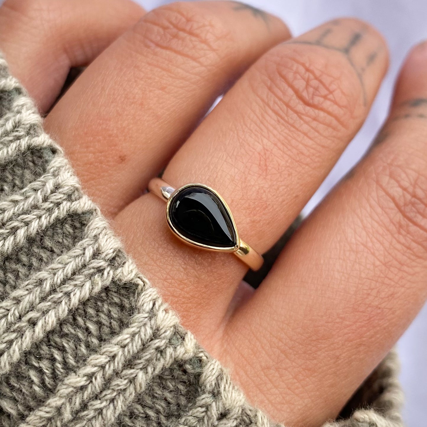 Mixed Metal Onyx Ring