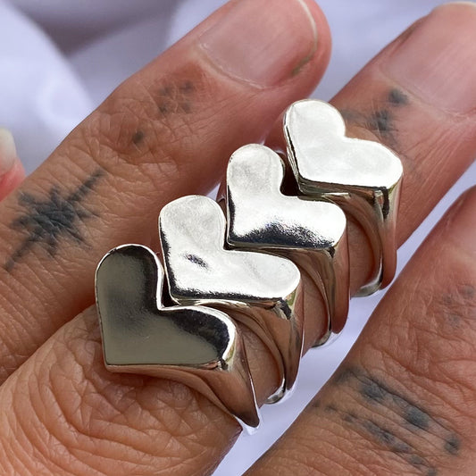 Sterling Silver Heart Signet Rings