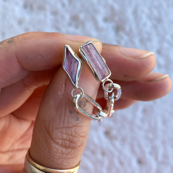 Tourmaline Paper Clip Chain Earrings