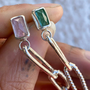 Tourmaline Paper Clip Chain Earrings