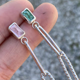 Tourmaline Paper Clip Chain Earrings