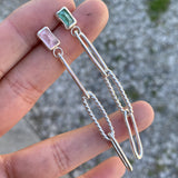 Tourmaline Paper Clip Chain Earrings