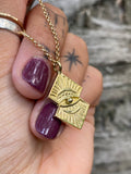 brass 14k yellow gold filled evil eye pendant kaivi jewelry